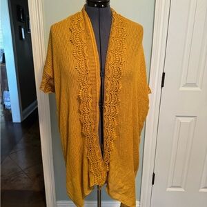 Gold Kimono with Delicate Crochet Detailing